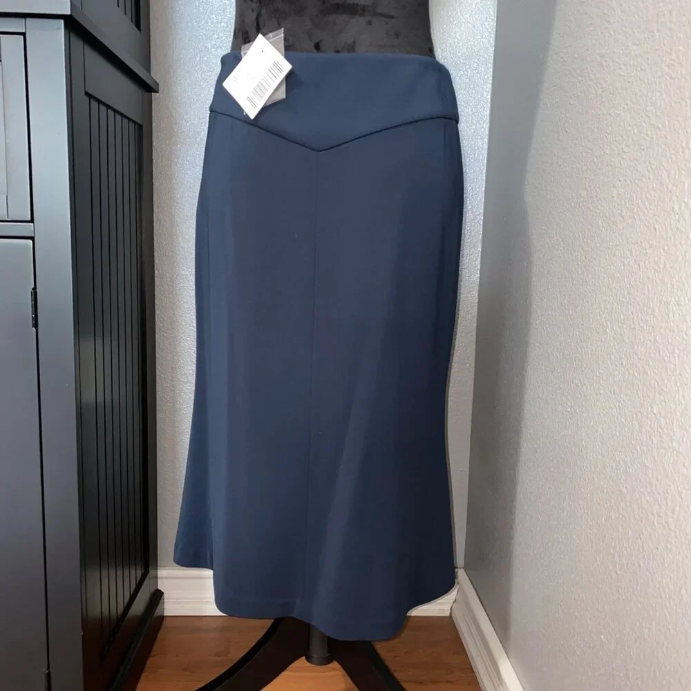 Casual Corner Women’s Skirt Medium Navy Blue Midi Stretch Career Officewear NWT - Picture 7 of 9